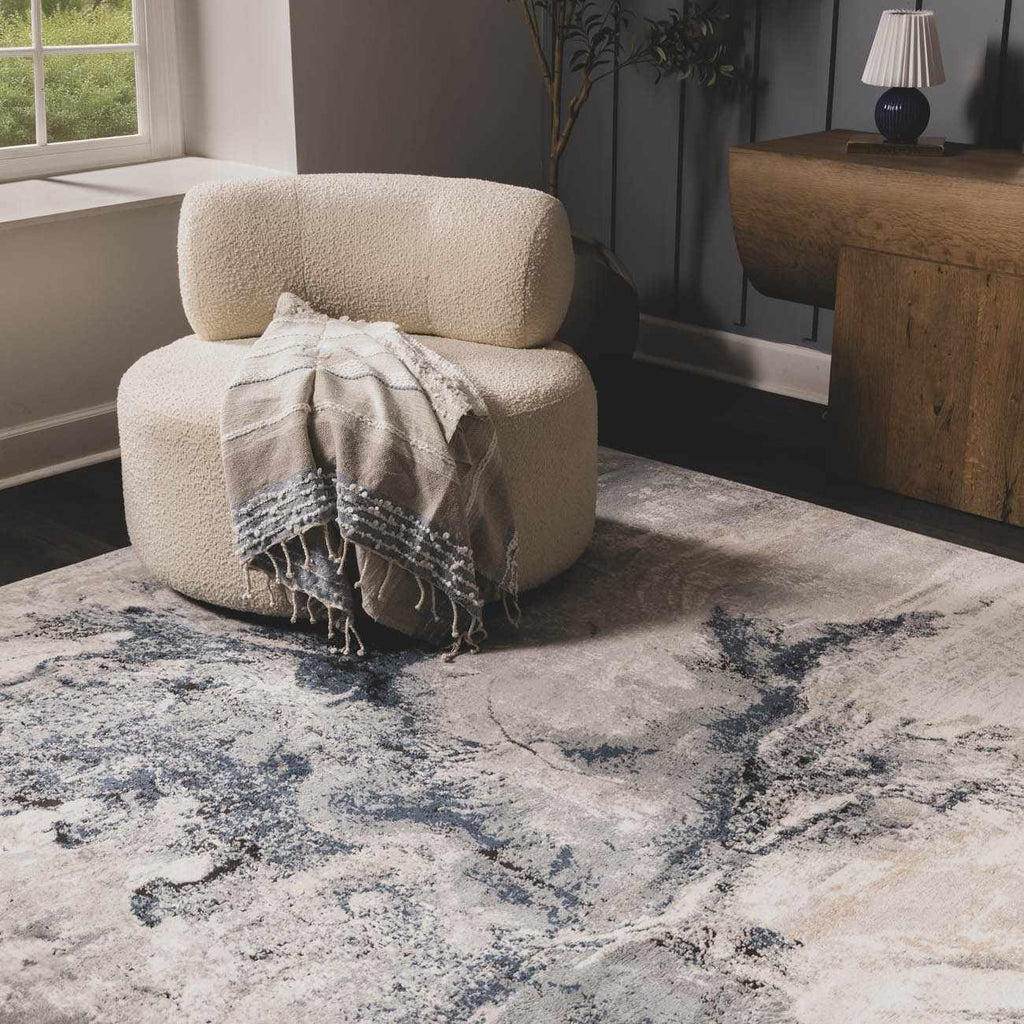Kirkland Dark Blue Marble Rug