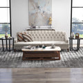 Modern Round End Table Sofa Side Table with Transparent Tempered Glass Top-Brown