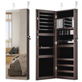 43.5 Inch Jewelry Mirror Cabinet with Full-length Mirror and Adjustable Hangers