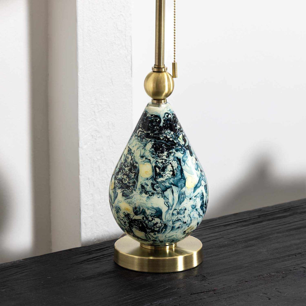 Katipunan Aqua Gold Metallic Brass Table Lamp