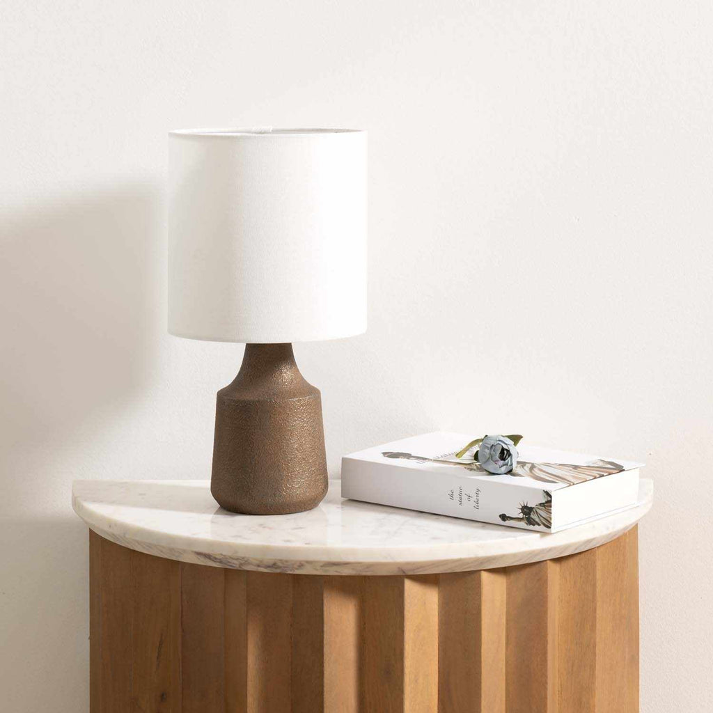 Kumlu Ribbed Ceramic White Table Lamp