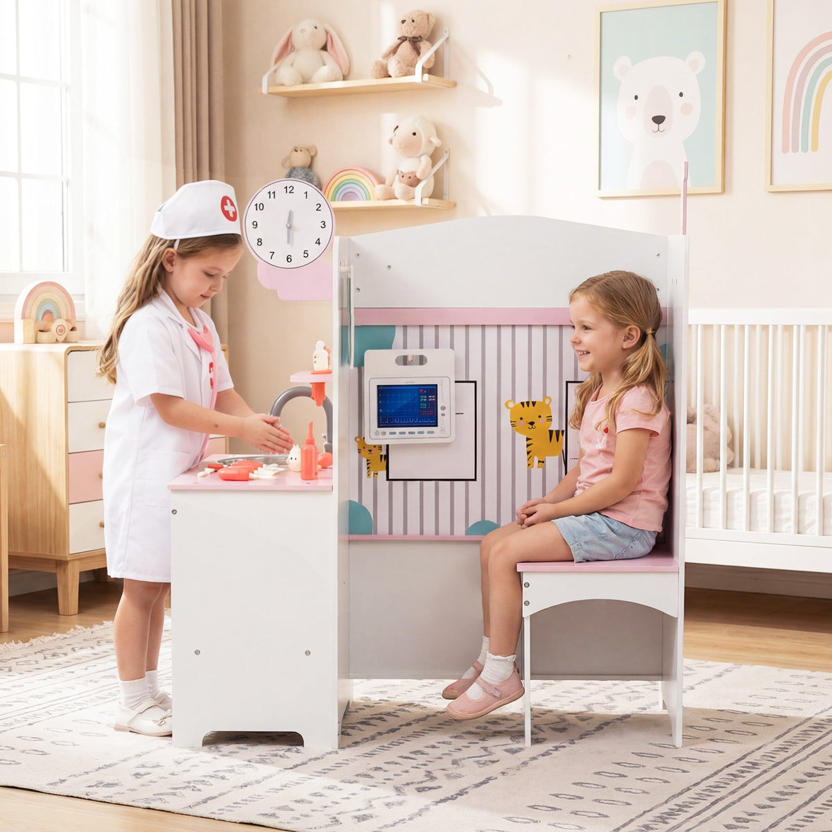 Kids Doctor Play Set with Adjustable Height Bar
