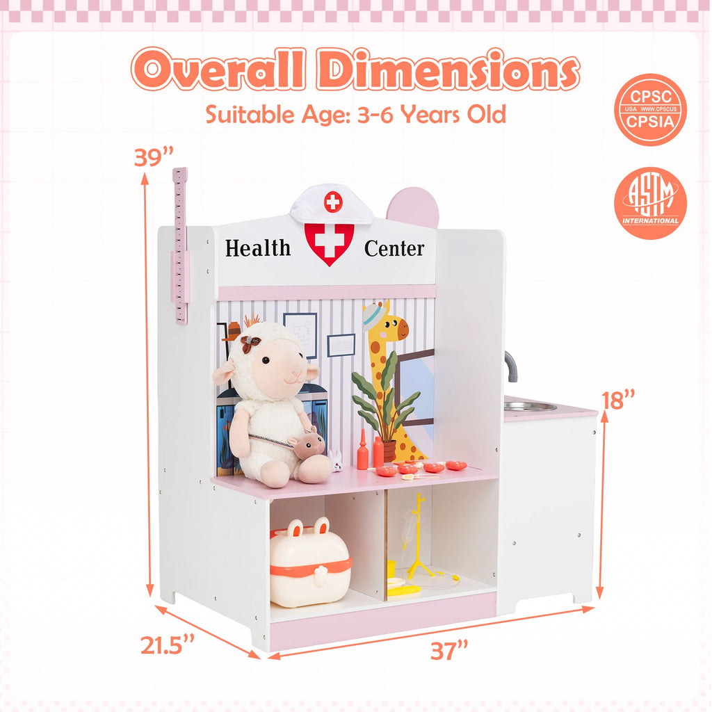 Kids Doctor Play Set with Adjustable Height Bar