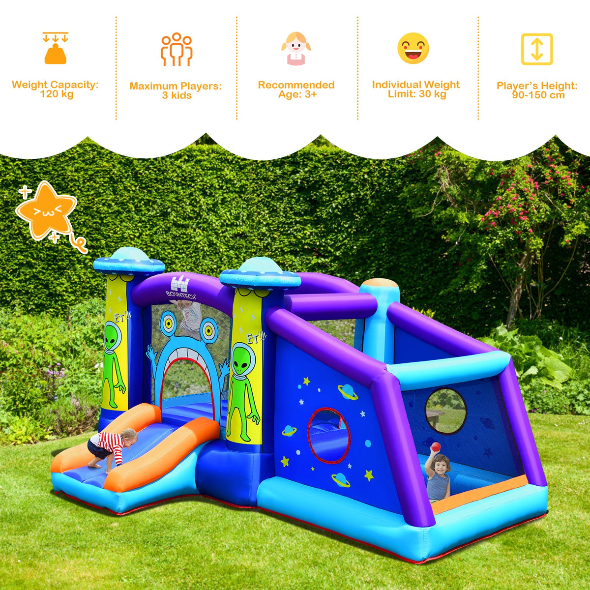 Kids Inflatable Bounce House Aliens Jumping Castle Without Blower