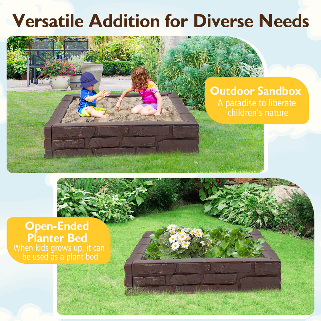 2-In-1 HDPE Kids Sandbox with Cover and Bottom Liner