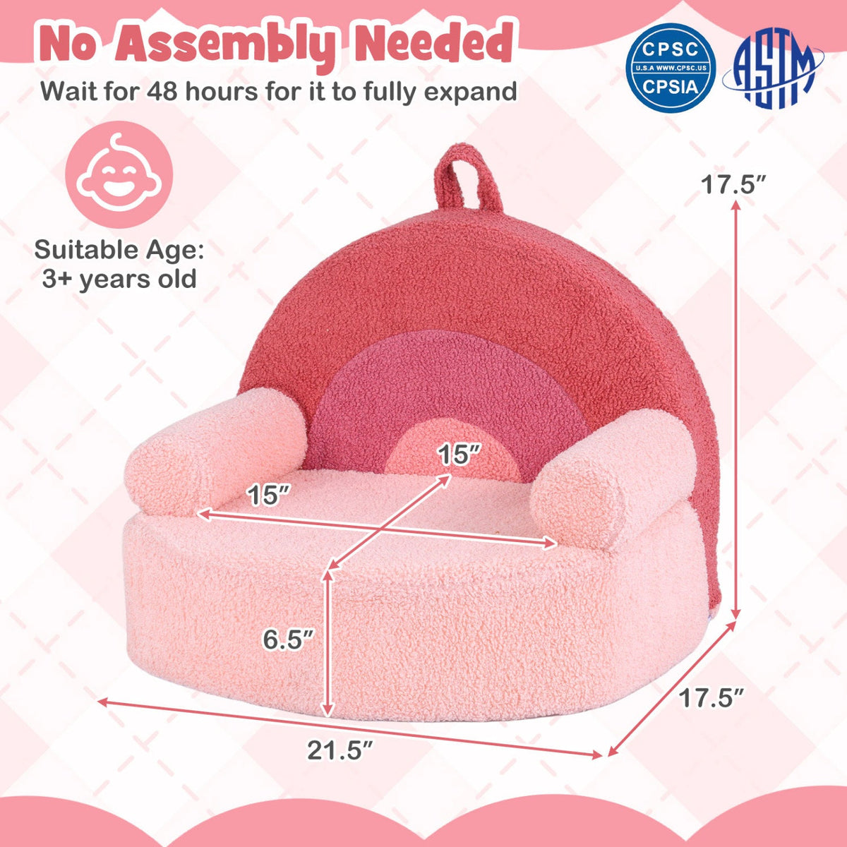 Kids Sofa Toddler Foam Couch with Soft Fleece Fabric Cover