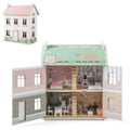 Kids Wooden Dollhouse 3 Level with Double-Sided Roofs and Doors-Pink