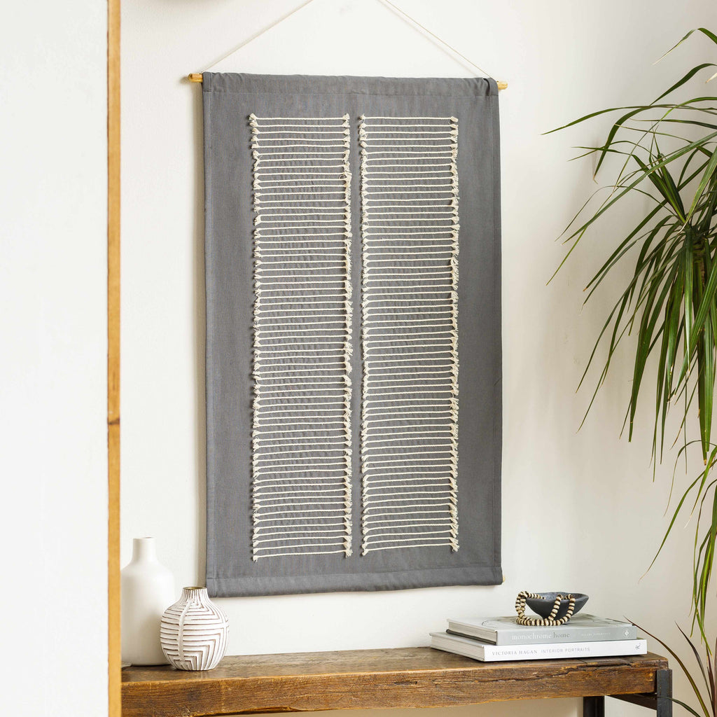 Lopez Navy Cotton Striped Wall Hanging
