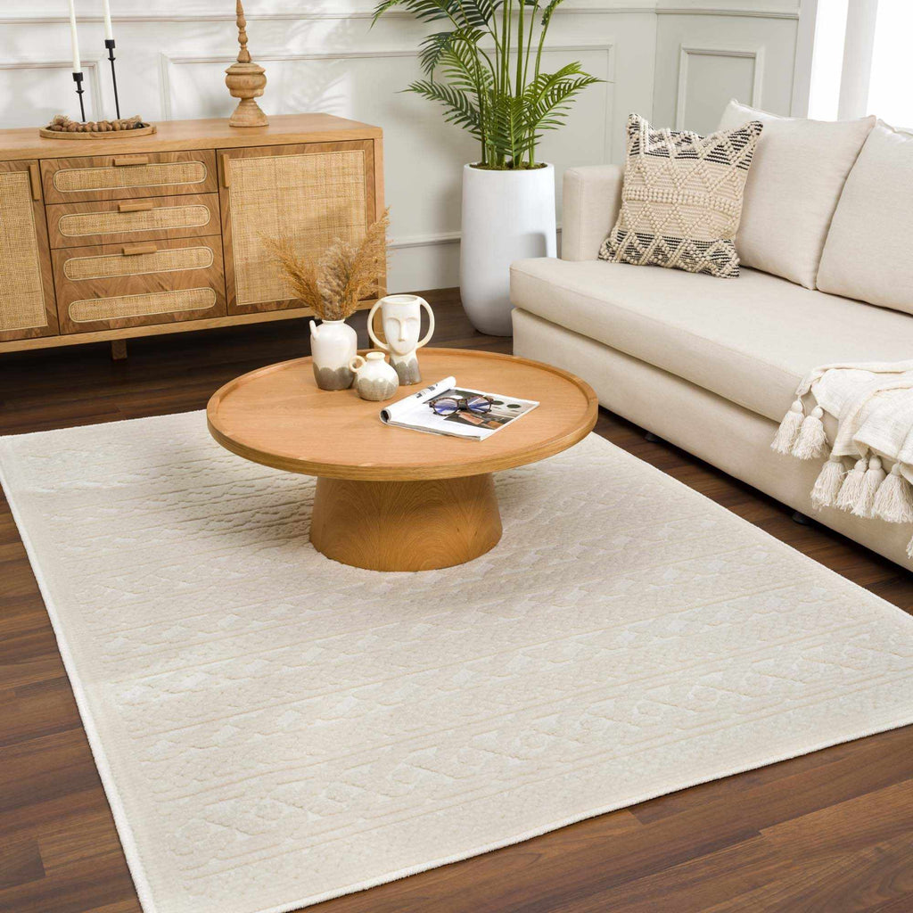 Fadey White 3D Washable Rug