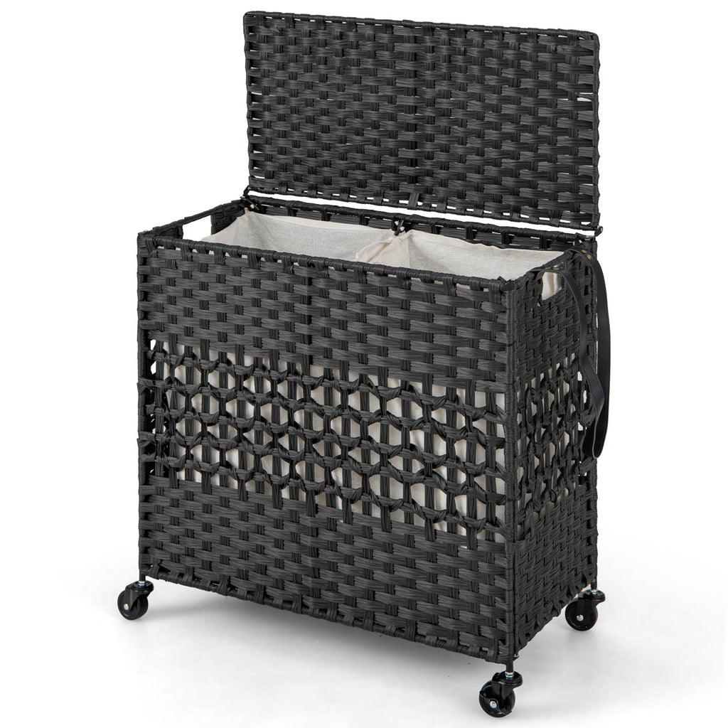 2-Section Laundry Hamper with Removable Bags, 110L