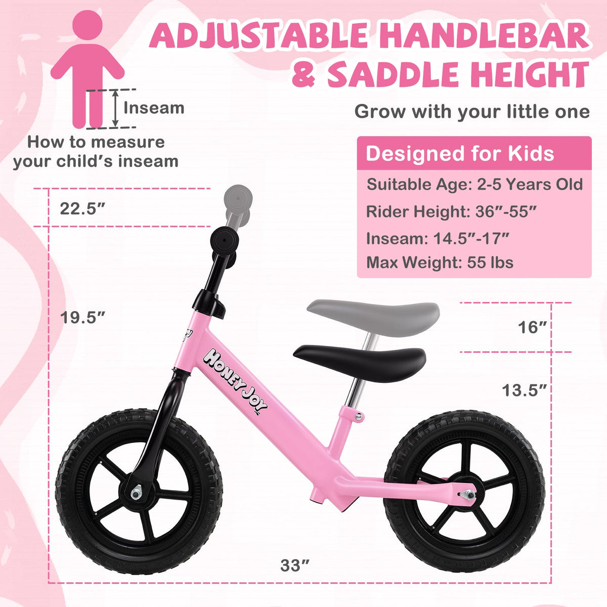 Lightweight Toddler Balance Bike No Pedal Training Bicycle