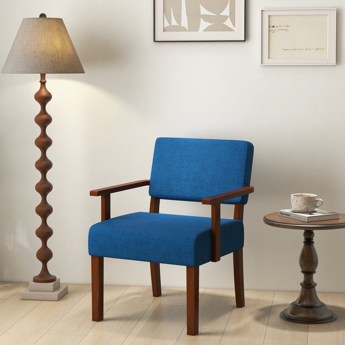 Linen Accent Chair Living Room Chair with Soft Padded Seat and Backrest
