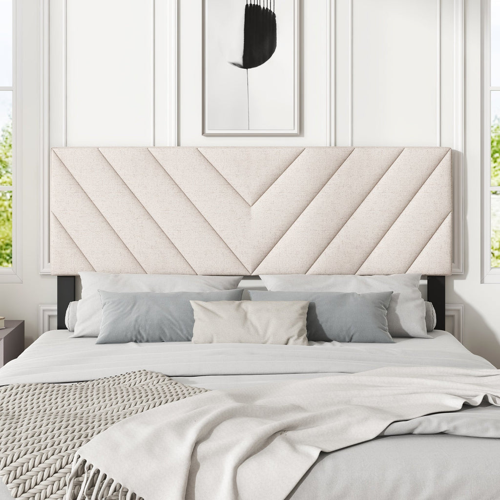 Linen Upholstered Headboard for Full and Queen Size Bed Frames