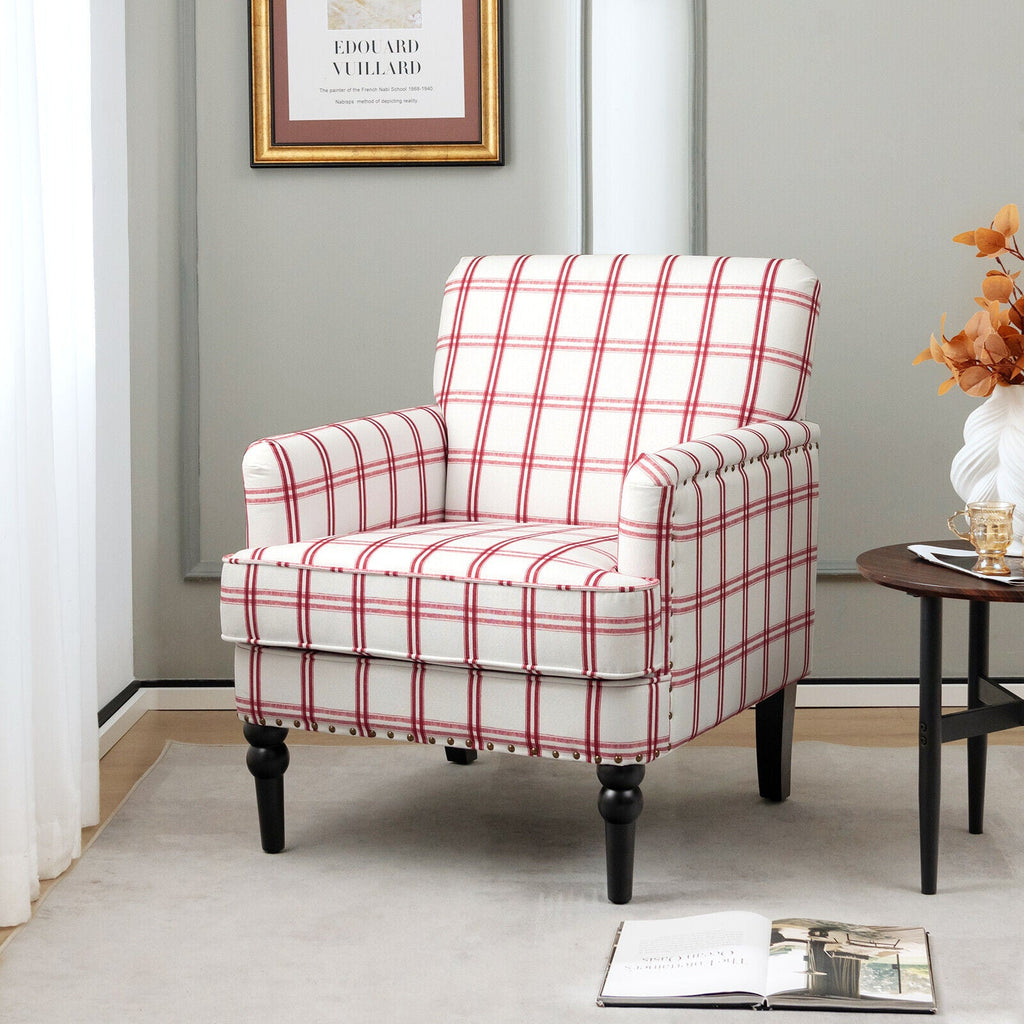 Modern Upholstered Padded Accent Chair with Rubber Wood Legs
