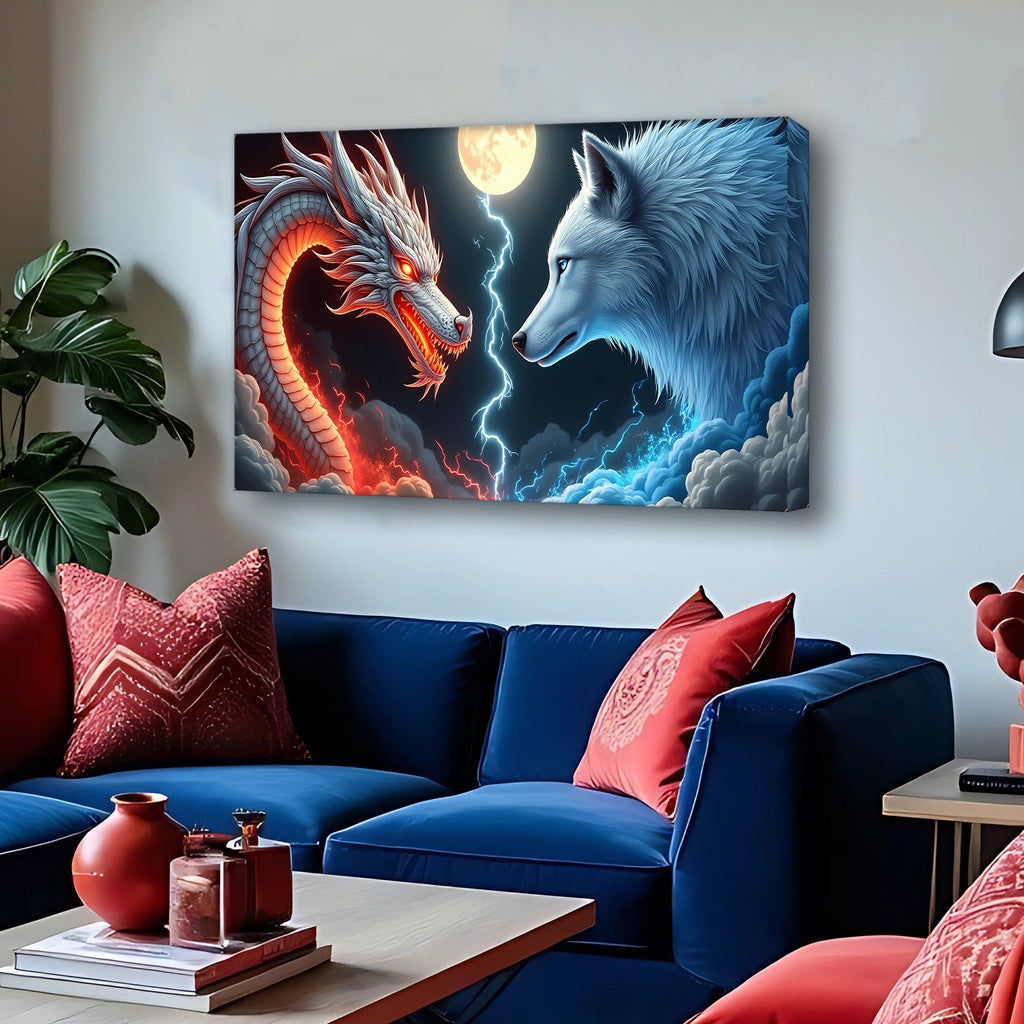 Dragon and Wolf Wall Art III