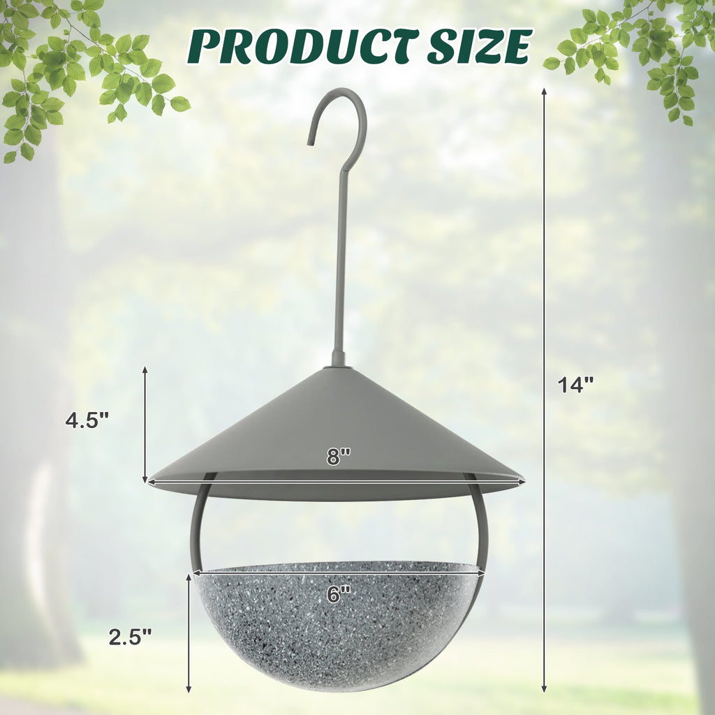 Metal Hanging Bird Feeder and Bath with Weatherproof Dome