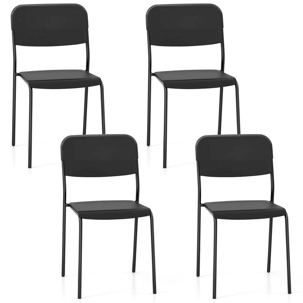 Modern Dining Chairs Set of 4 with Tilted Backrest and Sturdy Metal Legs