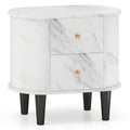 2-Drawer Nightstand Modern Faux Marble Bedside Table with Storage-White