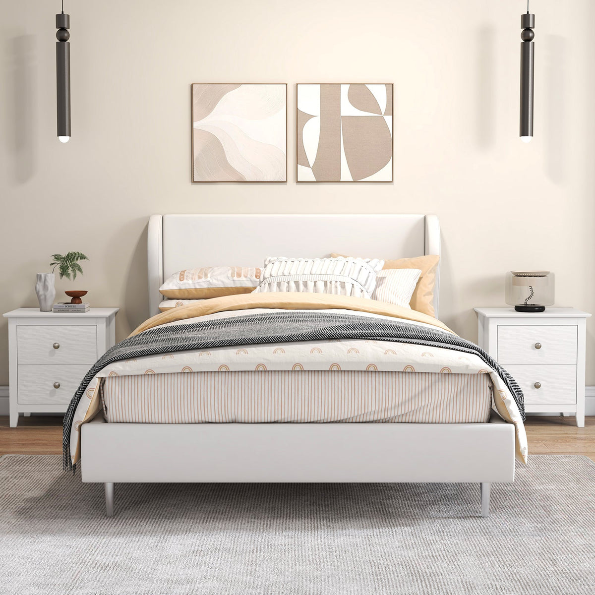 Modern Nightstand with 2 Drawers for Small Spaces