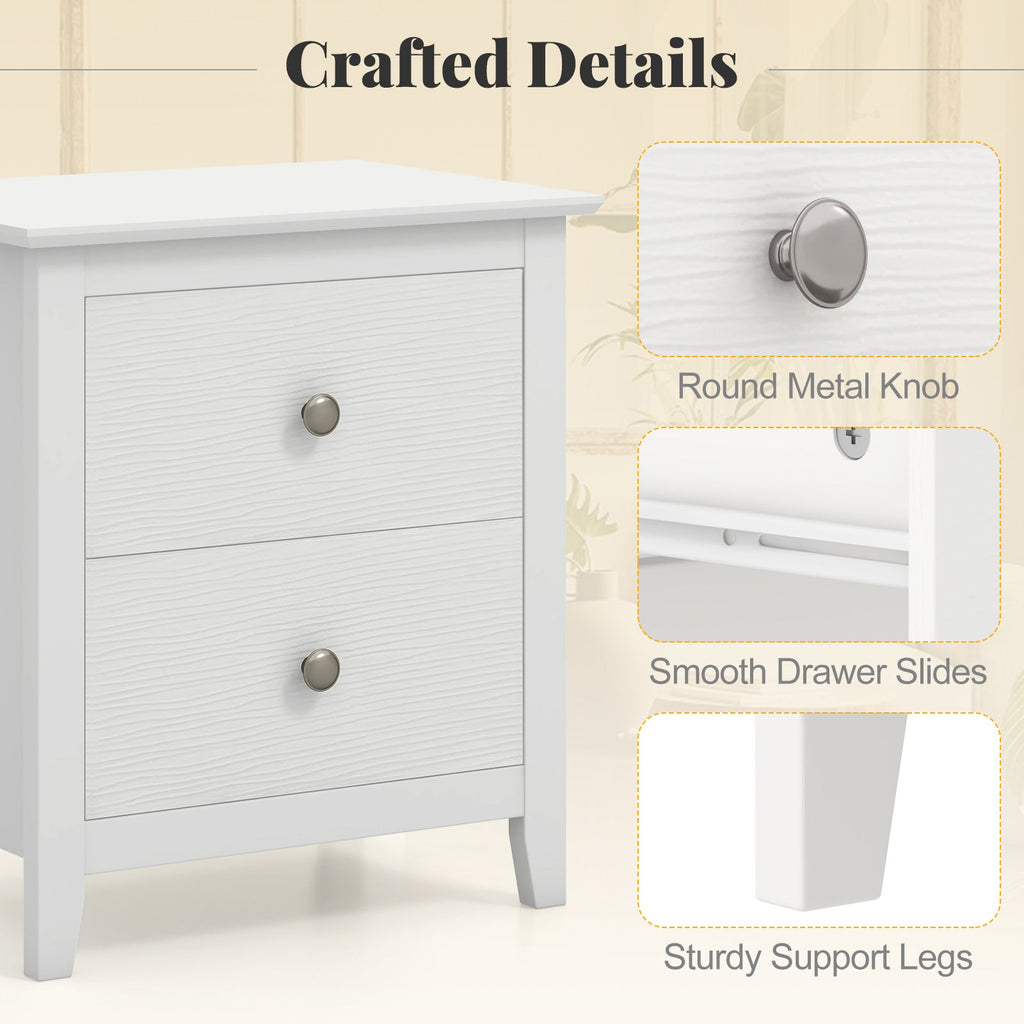 Modern Nightstand with 2 Drawers for Small Spaces