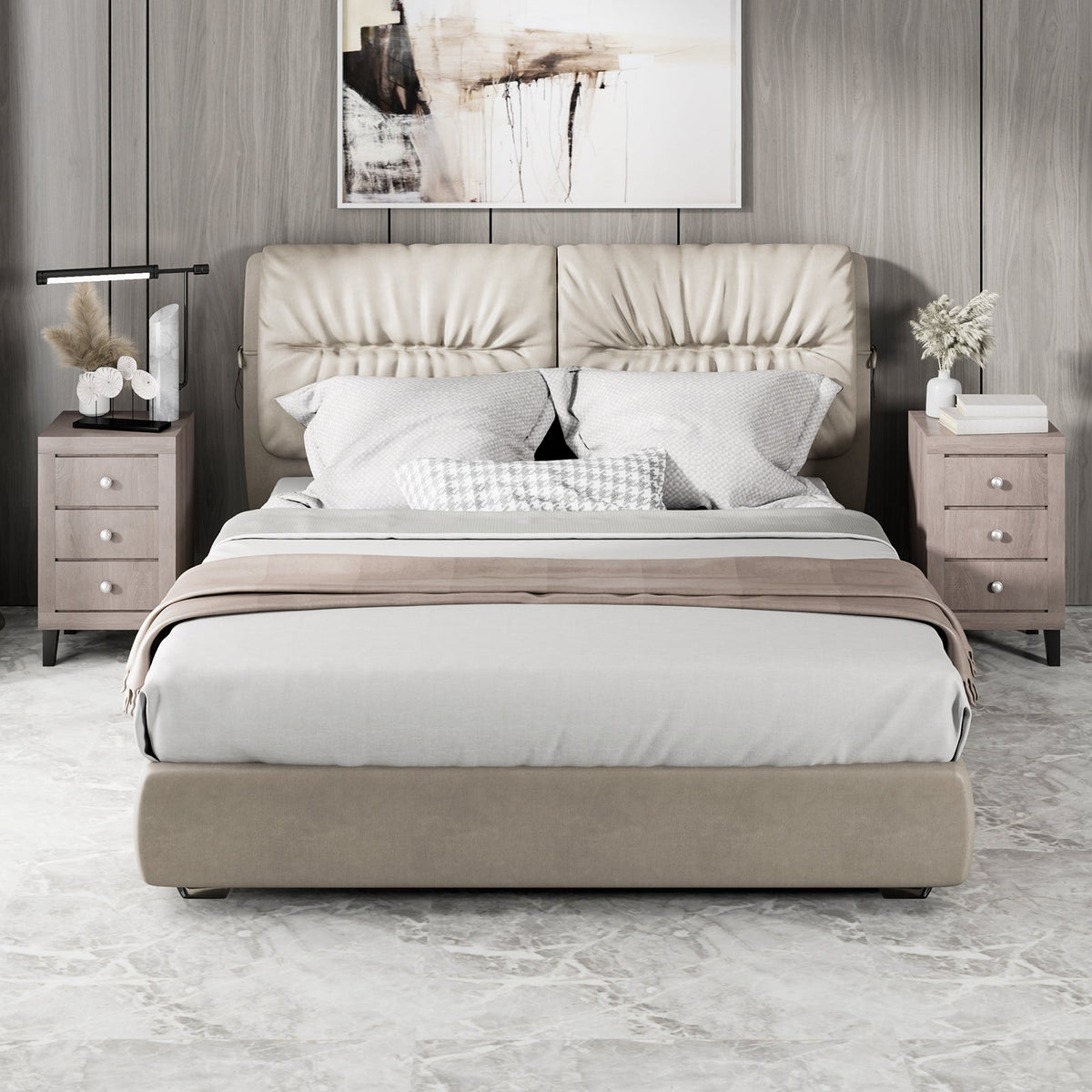 Modern Nightstand with 3 Drawers for Bedroom Living Room