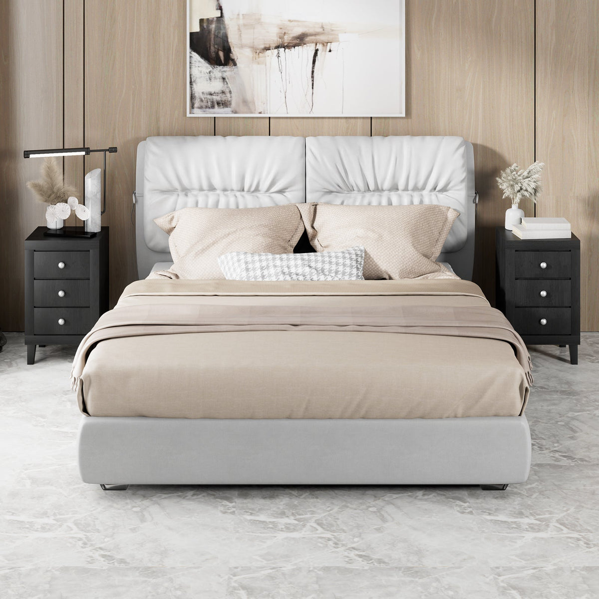 Modern Nightstand with 3 Drawers for Bedroom Living Room