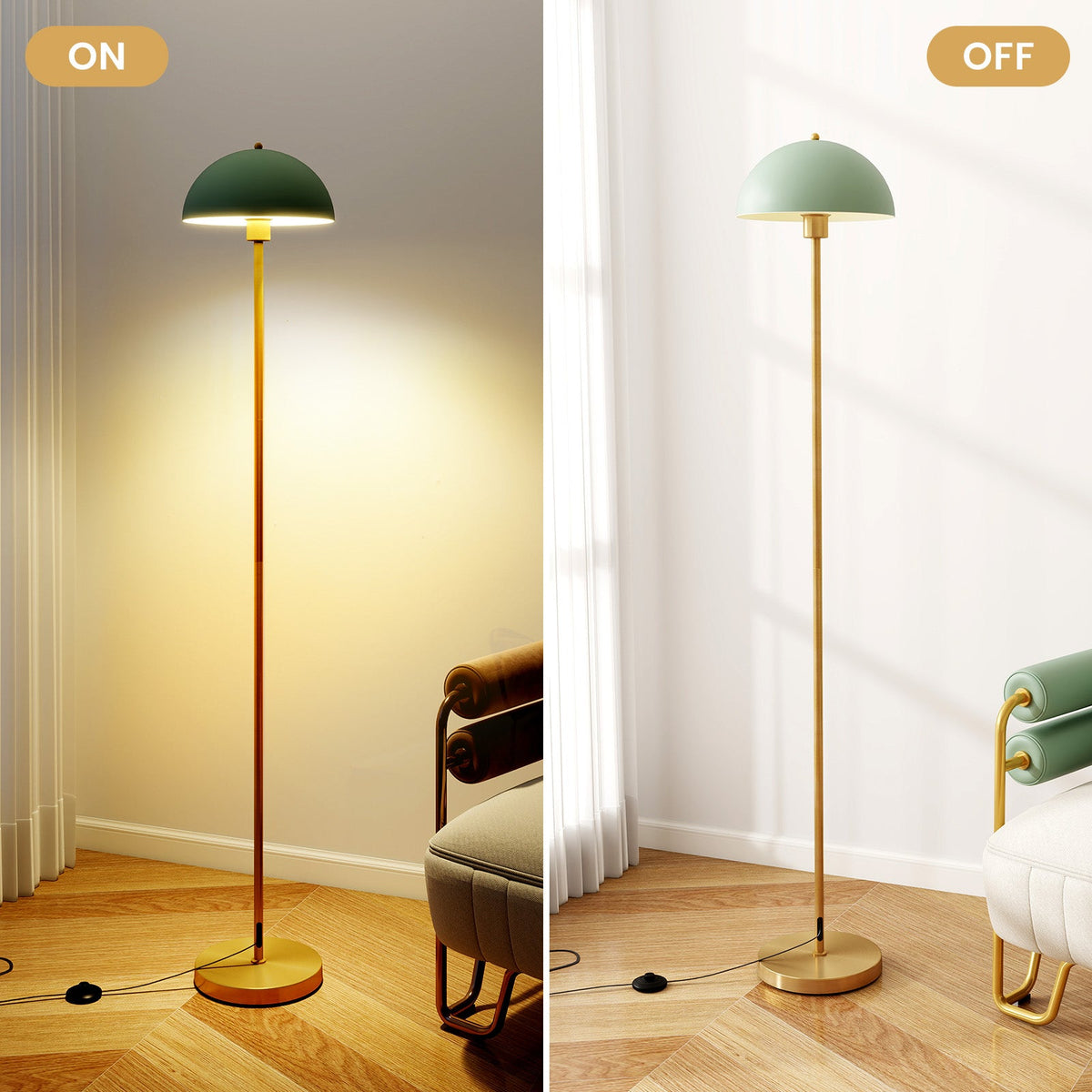 Modern Standing Lamp with Adjustable Lamp Head and Foot Switch