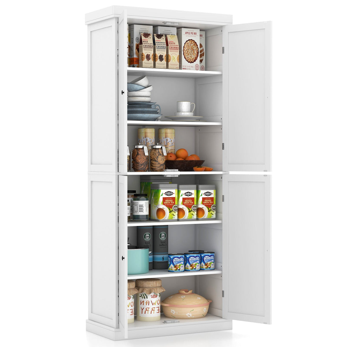 72.5 Inches Tall Buffet Cabinet with 6-Tier Shelves and 4 Doors