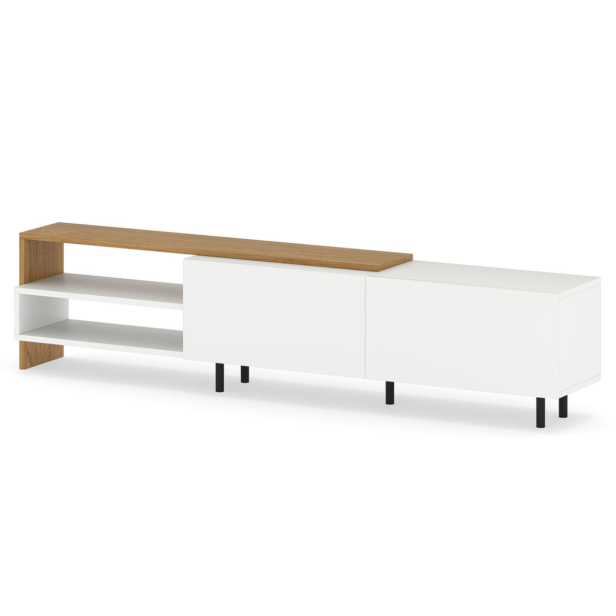 Modern TV Stand for 80 Inches TVs with Storage Shelves and Cabinets-White