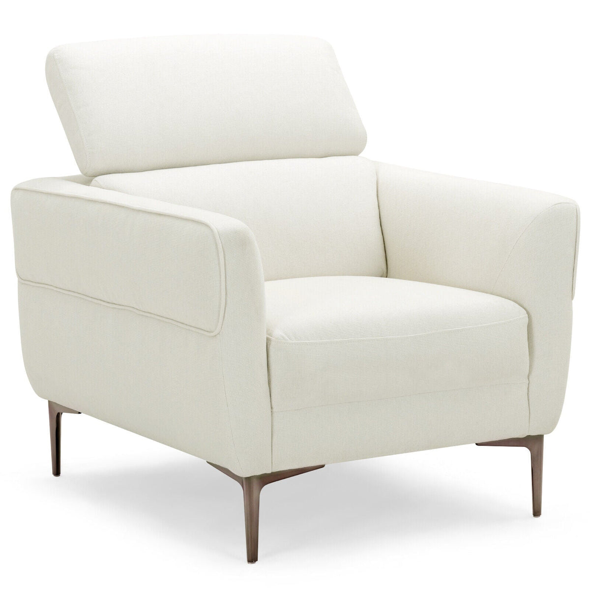 Modern Upholstered Single Sofa with Adjustable Headrest