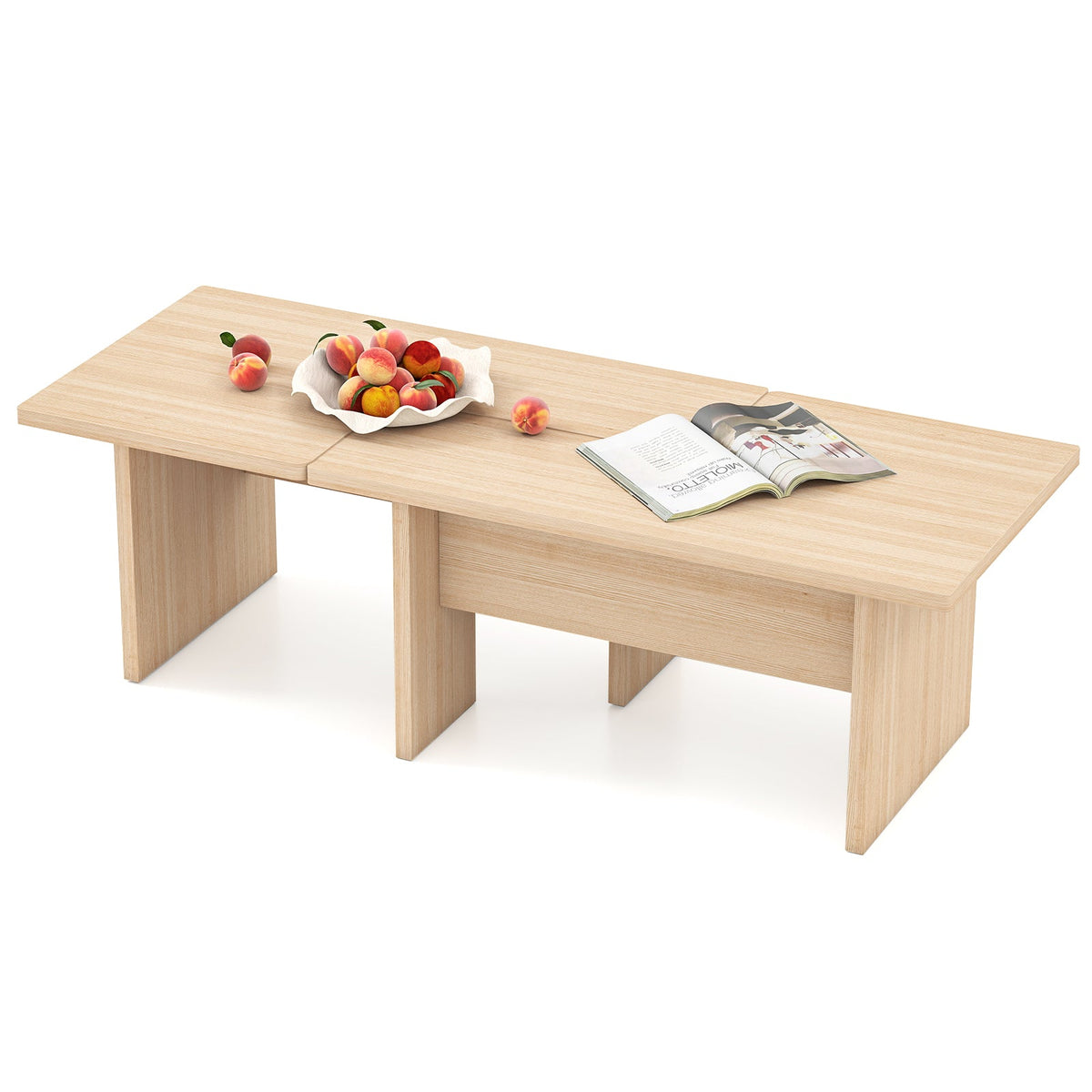Modular Coffee Table Set of 2 L Shaped Center Tables for Small Space