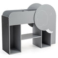 Montessori Bookshelf with Elephant Shape 3-Tier Toddler Toy Storage Organizer-Grey