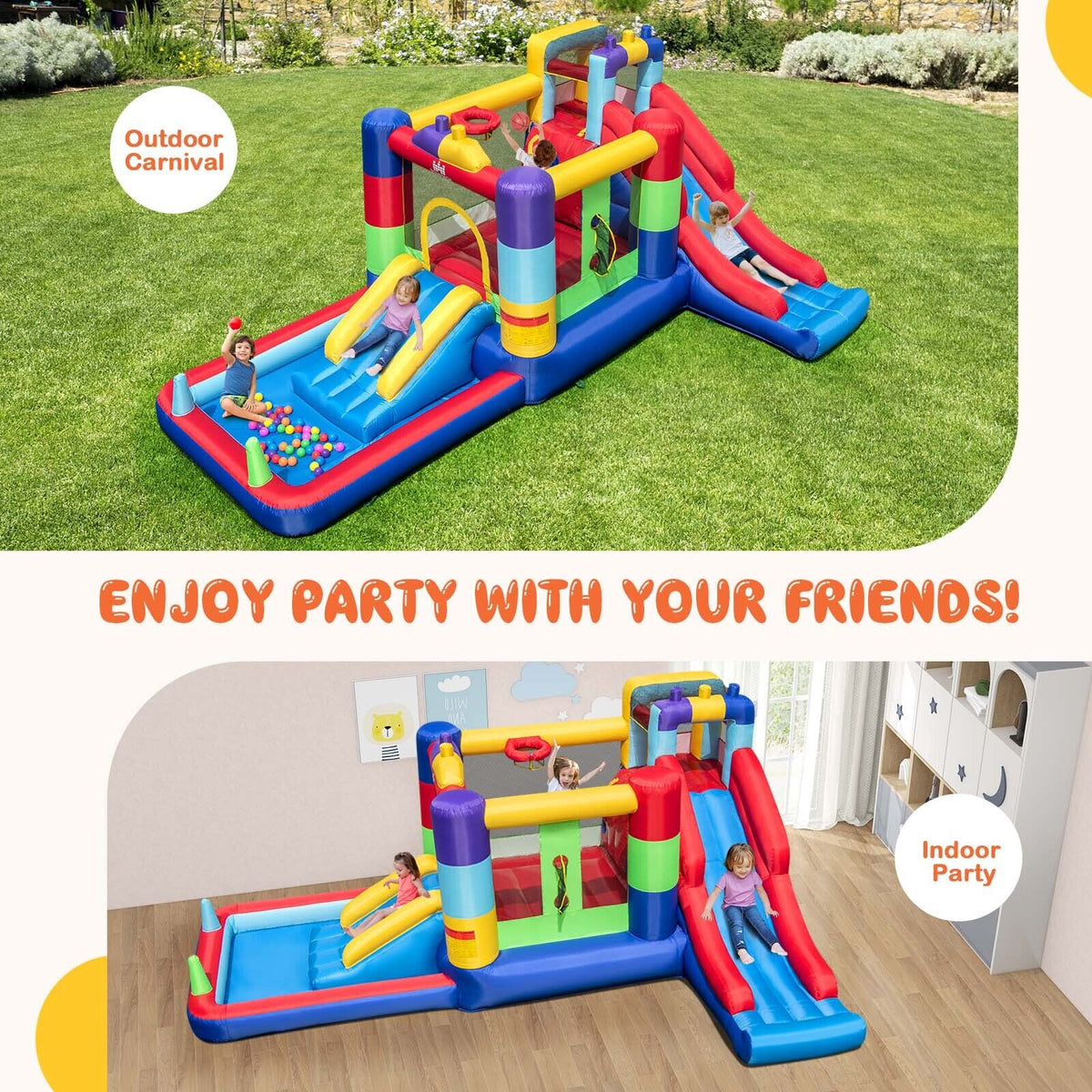 Inflatable Bounce House with 680W Blower and Ball Pit
