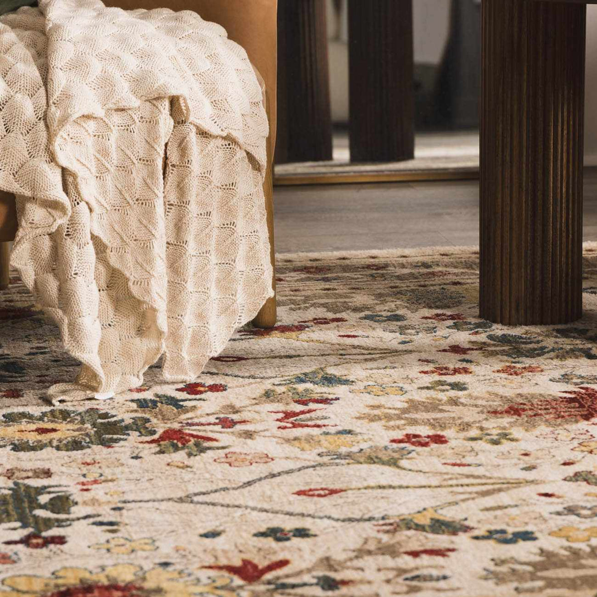 Neola White/Brown Oushak Rug