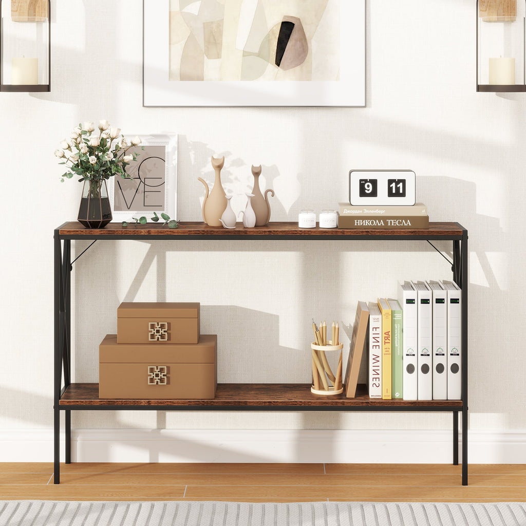 Narrow Console Table 2-Tier Entryway Table with Storage