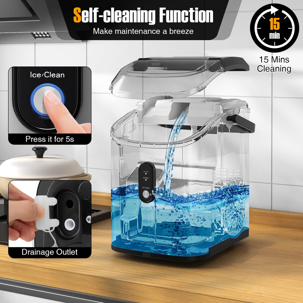 Nugget Countertop Ice Maker with Soft Chewable Pellet Ice-Silver