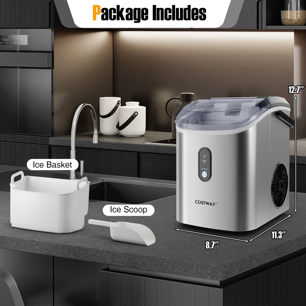 Nugget Countertop Ice Maker with Soft Chewable Pellet Ice-Silver