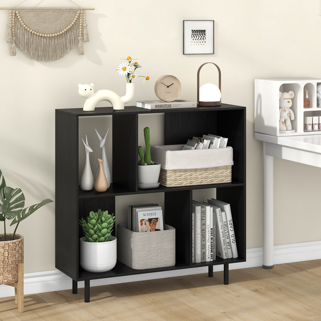 Open Shelf Bookcase with 4 Compartments
