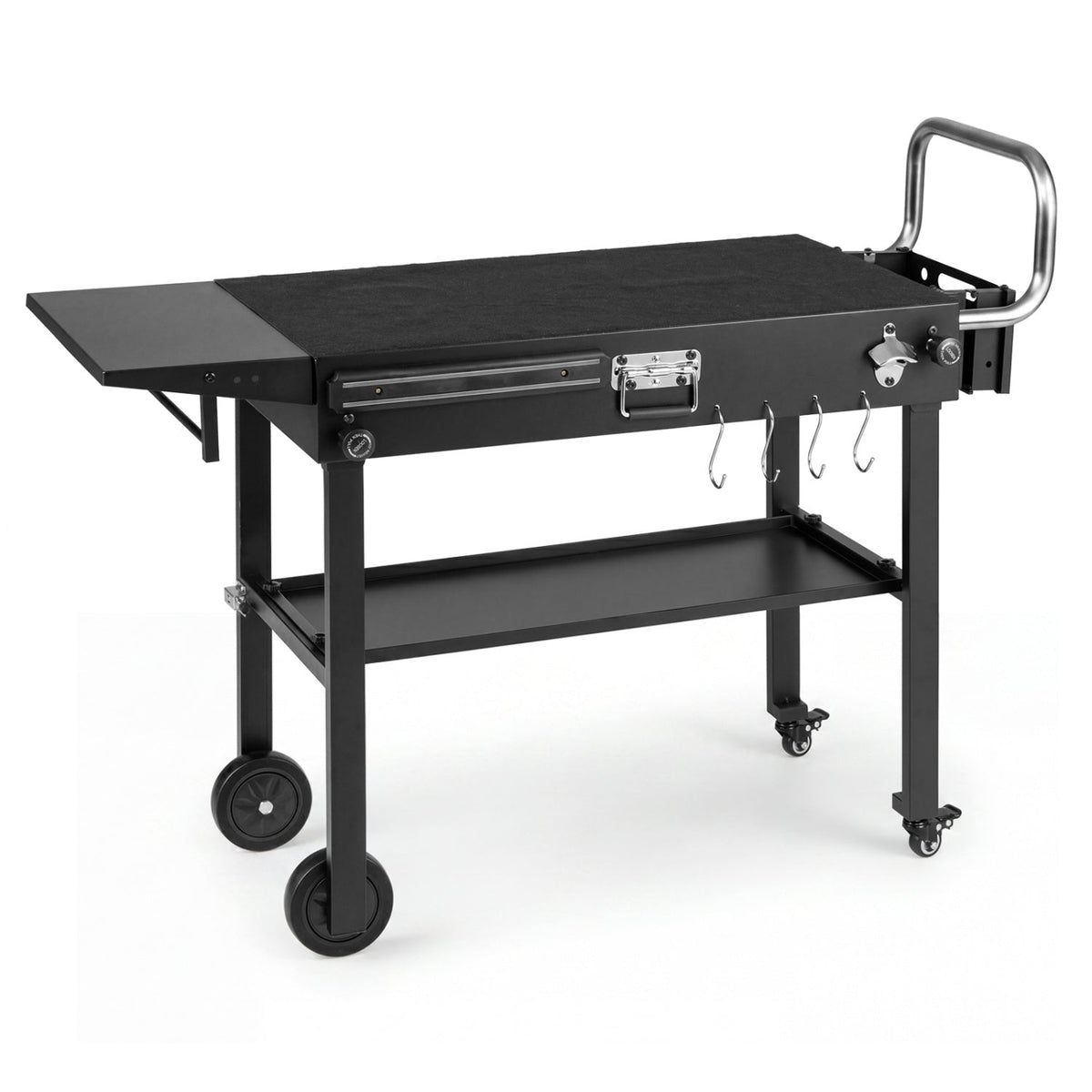 Foldable Grill Cart with 31" Tabletop & Storage Shelf