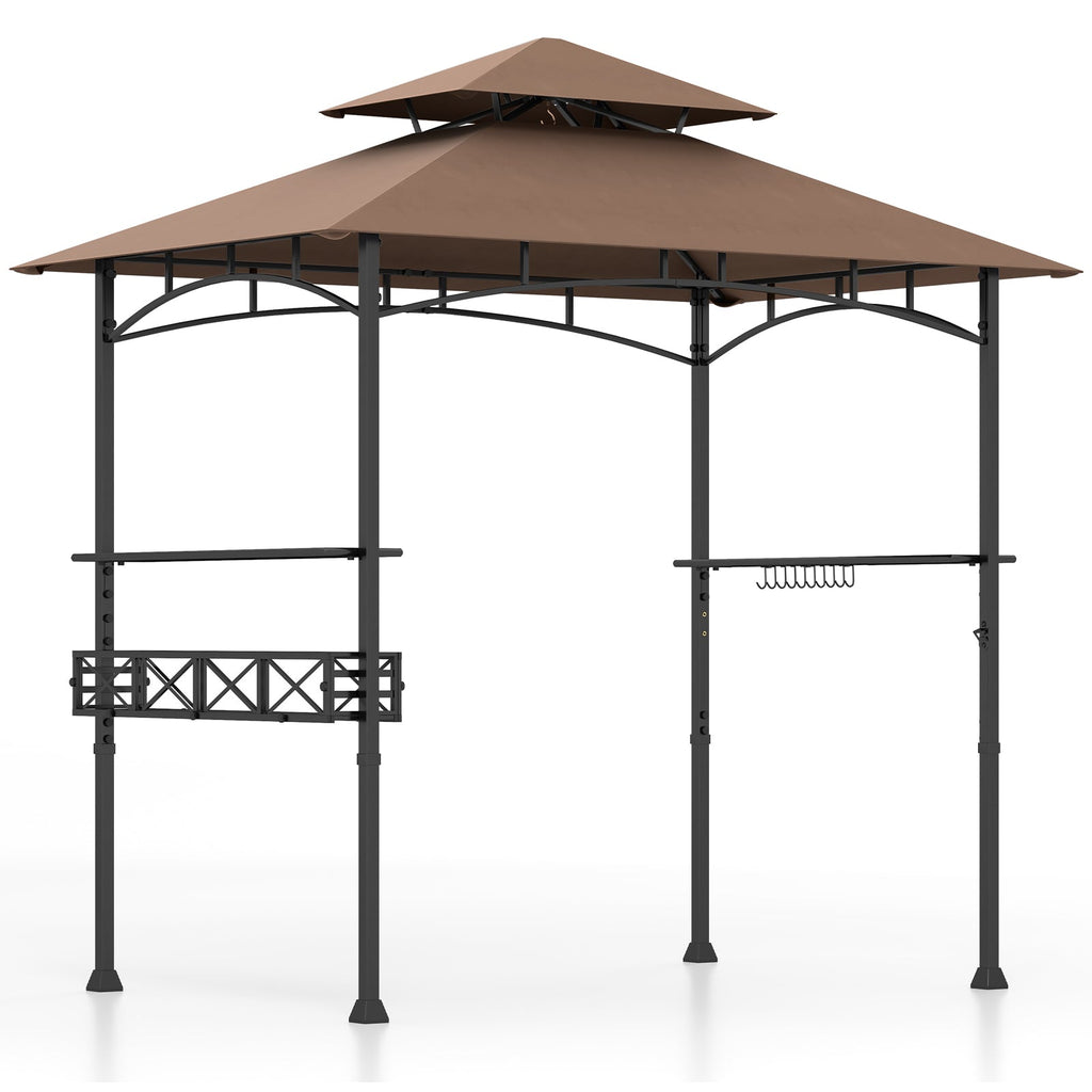 8 x 5 Feet Outdoor Grill Gazebo with 2 Side Shelves and 10 Hooks