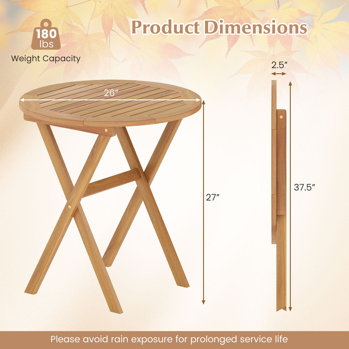 Outdoor Side Table with Slatted Tabletop and X-Shaped Structure