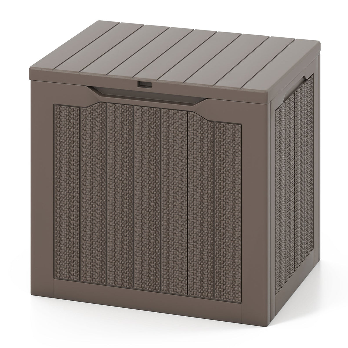 Outdoor Storage Box 25 Gallon Deck Box with Lockable Lid and Wicker-woven Texture