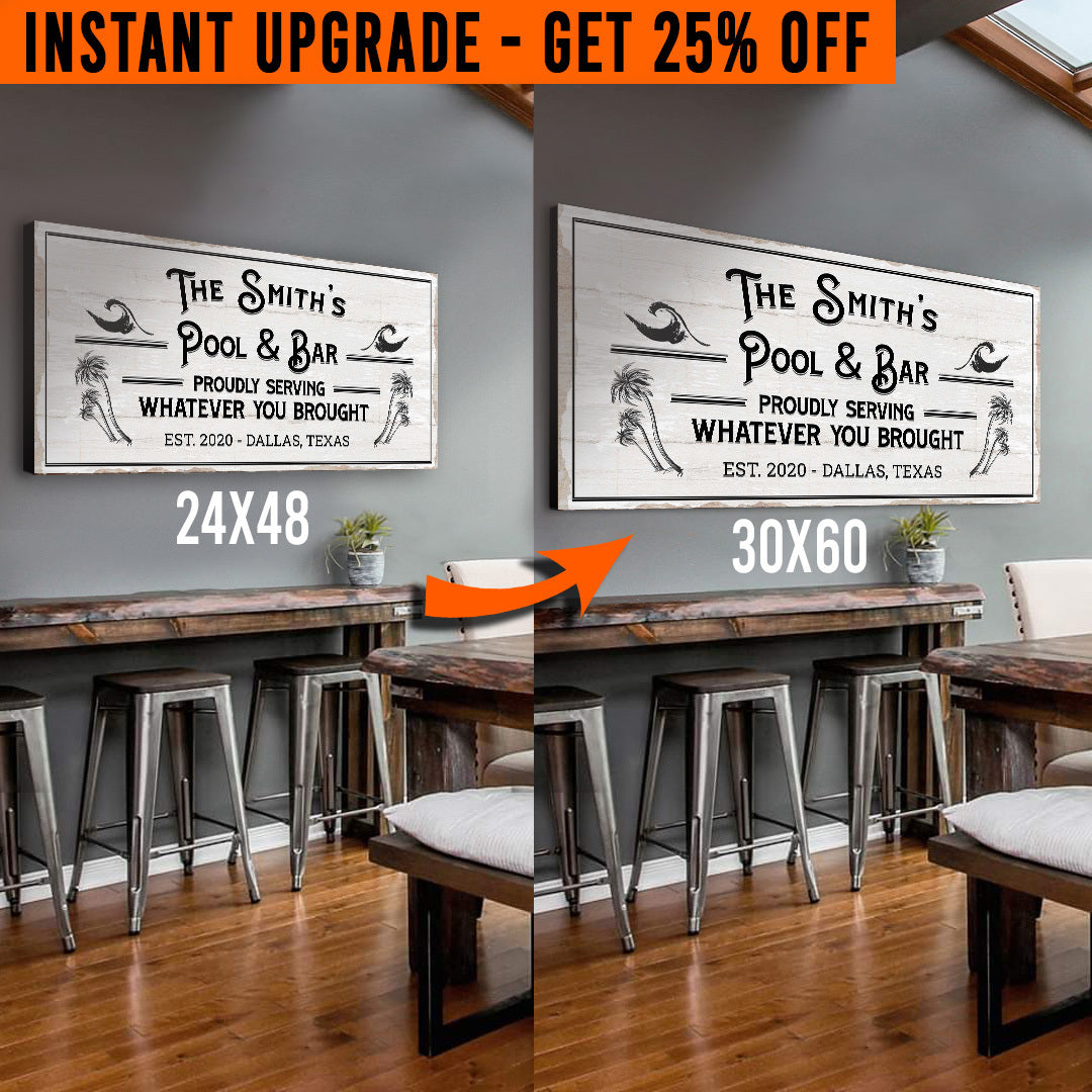 Upgrade Your 48x24 Inches 'Pool & Bar' (Style 3) Canvas To 60x30 Inches