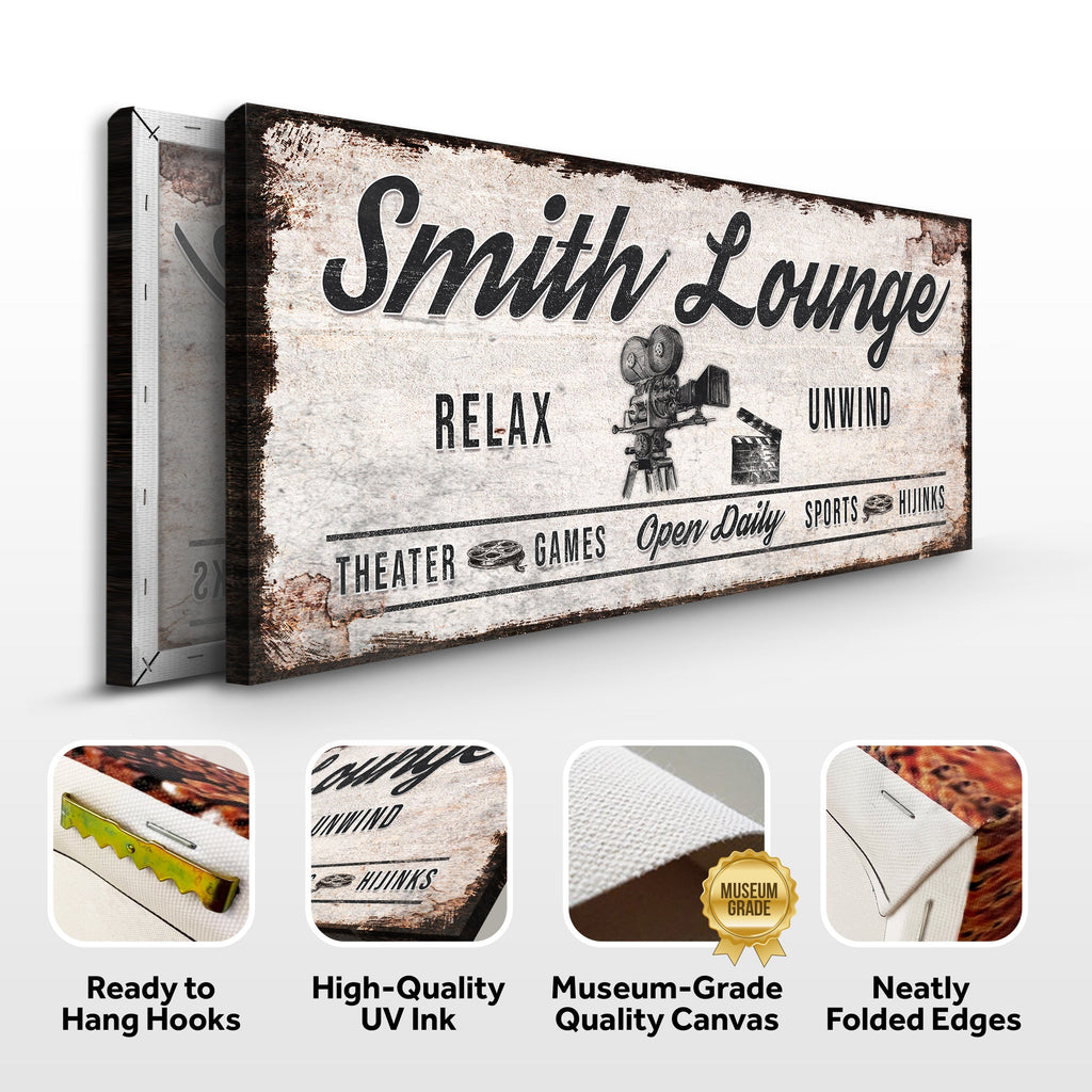 Relax Unwind Theatre Lounge Sign