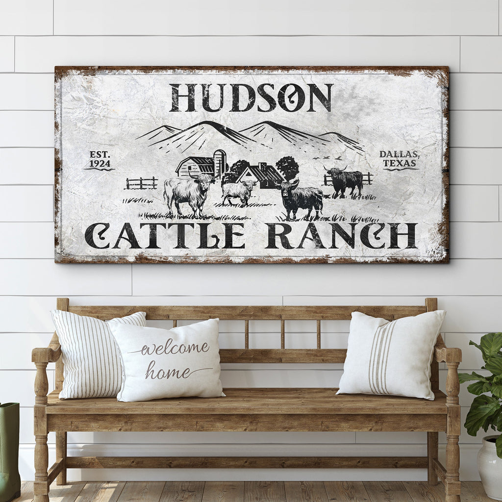 Personalized Highland Cattle Ranch Sign