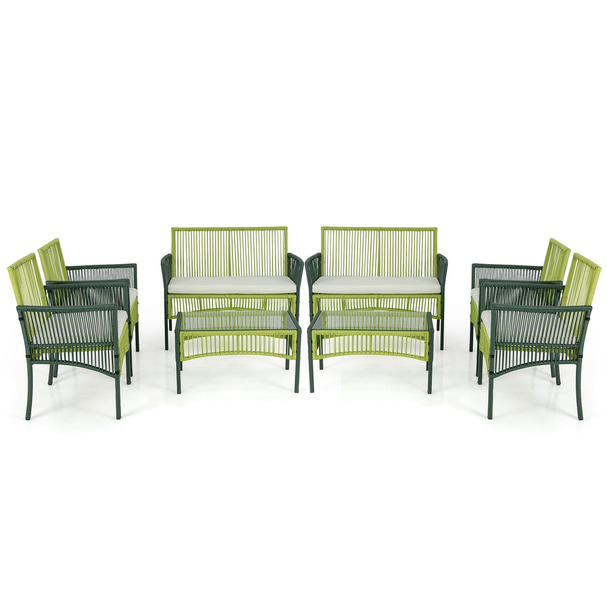4 Piece Patio Round Wicker Conversation Set