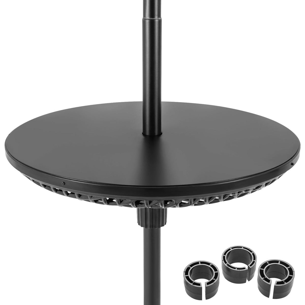 Patio Umbrella Table Tray Adjustable with Umbrella Poles-Black