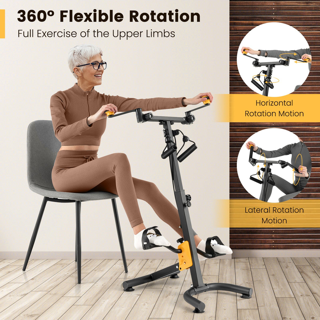 Pedal Exerciser with Adjustable Handgrip for Seniors-Yellow