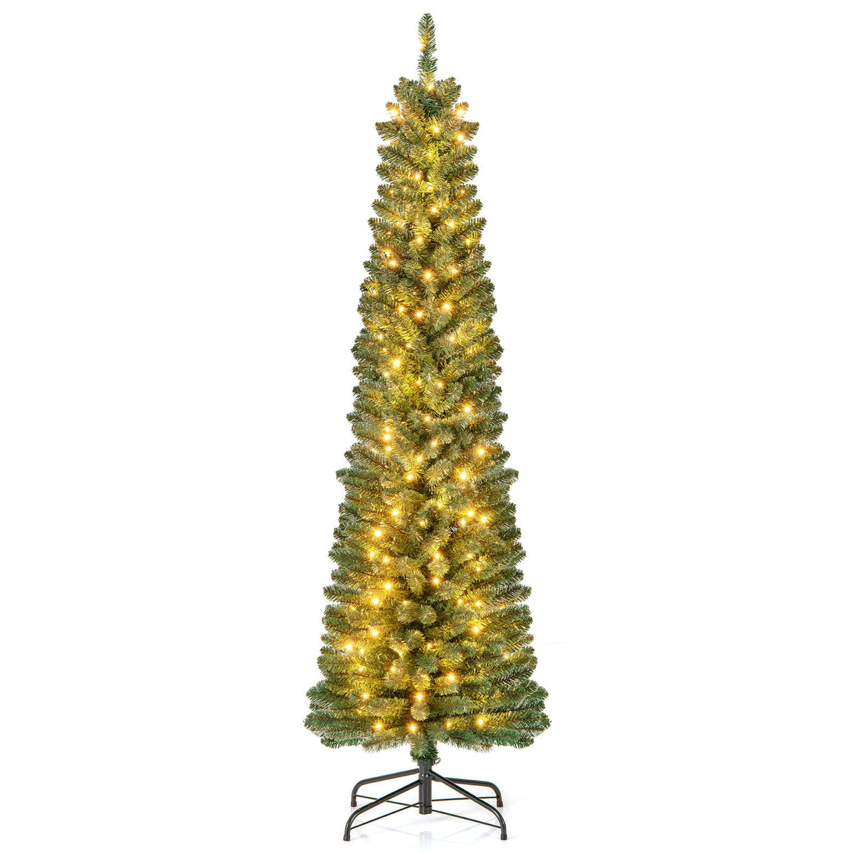 Pencil Christmas Tree with Memory Wire Branch Tips and Warm LED Lights