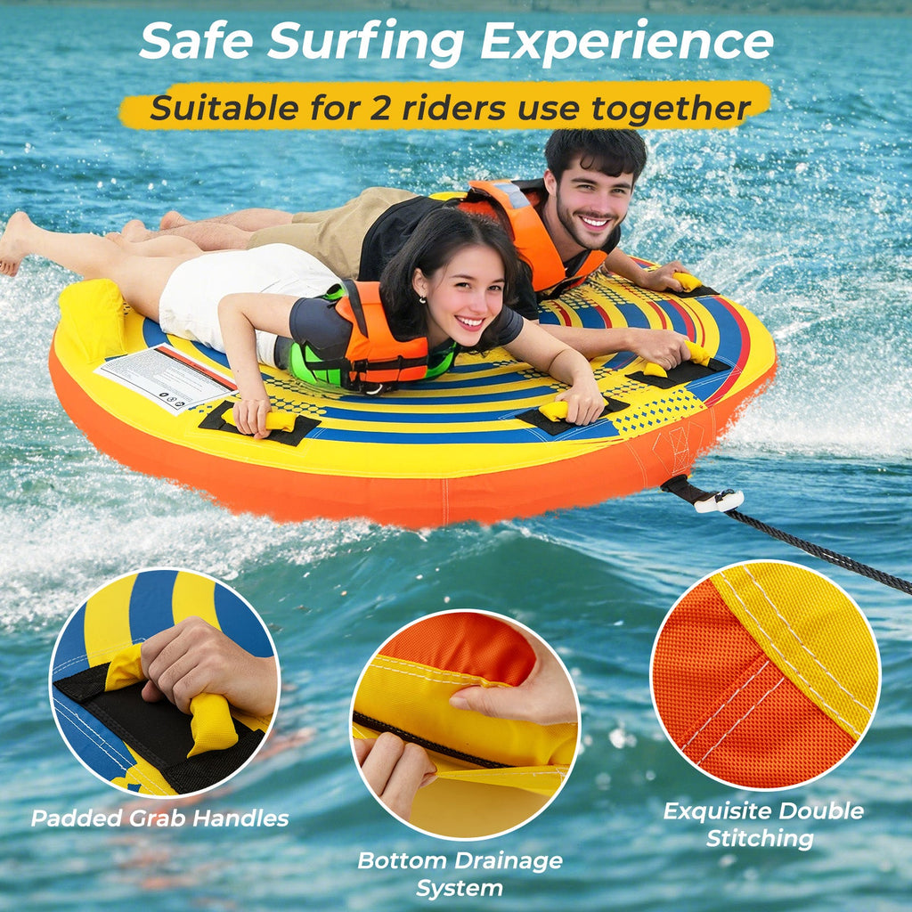 1 or 2 Person Inflatable Towable Tube for Boating with Quick Connector